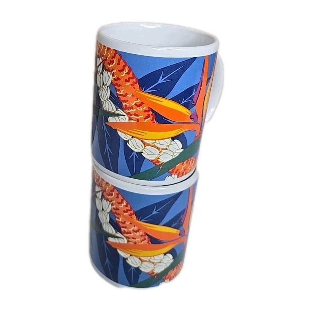 Hilo Hattie Island Heritage 1999 Set of 2 Bird of Paradise Flower Mugs Cups - Picture 3 of 10